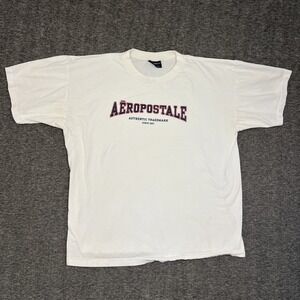 Aeropostale Shirt Mens XL White Blue Spell Out Logo Causal Preppy Aero